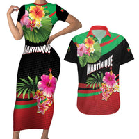 Personalized Martinique Tropical Flower Couples Matching Short Sleeve Bodycon Dress and Hawaiian Shirt Matinik Beautiful Island