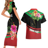 Personalized Martinique Tropical Flower Couples Matching Short Sleeve Bodycon Dress and Hawaiian Shirt Matinik Beautiful Island