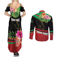 Personalized Martinique Tropical Flower Couples Matching Summer Maxi Dress and Long Sleeve Button Shirt Matinik Beautiful Island