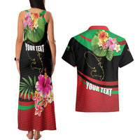 Personalized Martinique Tropical Flower Couples Matching Tank Maxi Dress and Hawaiian Shirt Matinik Beautiful Island