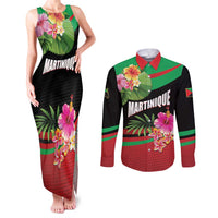Personalized Martinique Tropical Flower Couples Matching Tank Maxi Dress and Long Sleeve Button Shirt Matinik Beautiful Island