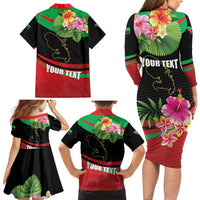 Personalized Martinique Tropical Flower Family Matching Long Sleeve Bodycon Dress and Hawaiian Shirt Matinik Beautiful Island