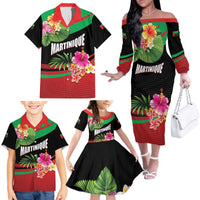 Personalized Martinique Tropical Flower Family Matching Off The Shoulder Long Sleeve Dress and Hawaiian Shirt Matinik Beautiful Island