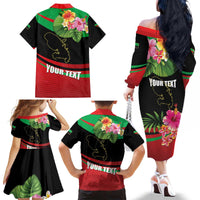 Personalized Martinique Tropical Flower Family Matching Off The Shoulder Long Sleeve Dress and Hawaiian Shirt Matinik Beautiful Island