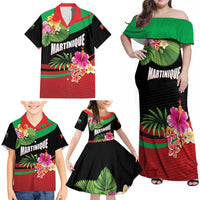 Personalized Martinique Tropical Flower Family Matching Off Shoulder Maxi Dress and Hawaiian Shirt Matinik Beautiful Island
