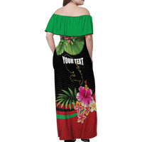Personalized Martinique Tropical Flower Family Matching Off Shoulder Maxi Dress and Hawaiian Shirt Matinik Beautiful Island