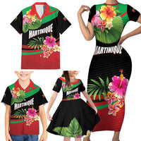 Personalized Martinique Tropical Flower Family Matching Short Sleeve Bodycon Dress and Hawaiian Shirt Matinik Beautiful Island