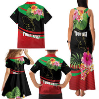 Personalized Martinique Tropical Flower Family Matching Tank Maxi Dress and Hawaiian Shirt Matinik Beautiful Island