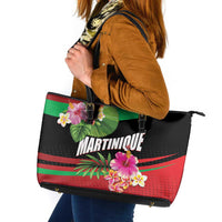 Personalized Martinique Tropical Flower Leather Tote Bag Matinik Beautiful Island