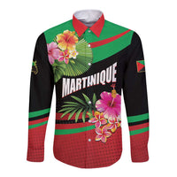 Personalized Martinique Tropical Flower Long Sleeve Button Shirt Matinik Beautiful Island