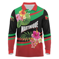 Personalized Martinique Tropical Flower Long Sleeve Polo Shirt Matinik Beautiful Island
