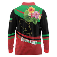 Personalized Martinique Tropical Flower Long Sleeve Polo Shirt Matinik Beautiful Island