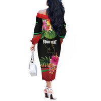 Personalized Martinique Tropical Flower Off The Shoulder Long Sleeve Dress Matinik Beautiful Island