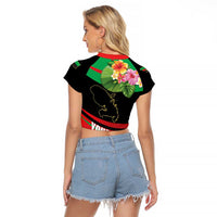 Personalized Martinique Tropical Flower Raglan Cropped T Shirt Matinik Beautiful Island