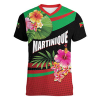 Personalized Martinique Tropical Flower Women V-Neck T-Shirt Matinik Beautiful Island