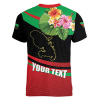 Personalized Martinique Tropical Flower Women V-Neck T-Shirt Matinik Beautiful Island