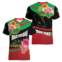 Personalized Martinique Tropical Flower Women V-Neck T-Shirt Matinik Beautiful Island