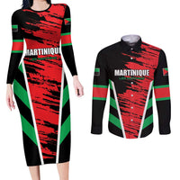 Custom Football Martinique Couples Matching Long Sleeve Bodycon Dress and Long Sleeve Button Shirt Les Matinino Go Champion