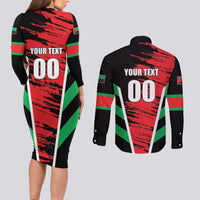 Custom Football Martinique Couples Matching Long Sleeve Bodycon Dress and Long Sleeve Button Shirt Les Matinino Go Champion