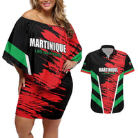 Custom Football Martinique Couples Matching Off Shoulder Short Dress and Hawaiian Shirt Les Matinino Go Champion