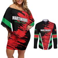 Custom Football Martinique Couples Matching Off Shoulder Short Dress and Long Sleeve Button Shirt Les Matinino Go Champion