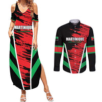 Custom Football Martinique Couples Matching Summer Maxi Dress and Long Sleeve Button Shirt Les Matinino Go Champion