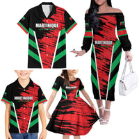 Custom Football Martinique Family Matching Off The Shoulder Long Sleeve Dress and Hawaiian Shirt Les Matinino Go Champion