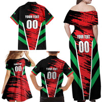 Custom Football Martinique Family Matching Off Shoulder Maxi Dress and Hawaiian Shirt Les Matinino Go Champion