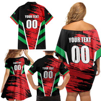 Custom Football Martinique Family Matching Off Shoulder Short Dress and Hawaiian Shirt Les Matinino Go Champion