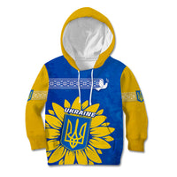 Ukraine Kid Hoodie Ukrainian Coat Of Arms With Sunflower - Wonder Print Shop