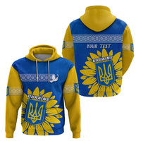 Personalised Ukraine Hoodie Ukrainian Coat Of Arms With Sunflower - Wonder Print Shop
