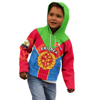 Eritrea Kid Hoodie Eritrean Emblem Flag Mix African Pattern - Wonder Print Shop