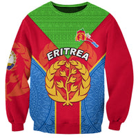 Eritrea Sweatshirt Eritrean Emblem Flag Mix African Pattern - Wonder Print Shop