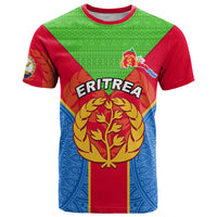 Eritrea T Shirt Eritrean Emblem Flag Mix African Pattern - Wonder Print Shop