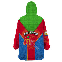 Eritrea Wearable Blanket Hoodie Eritrean Emblem Flag Mix African Pattern - Wonder Print Shop