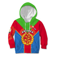 Custom Eritrea Kid Hoodie Eritrean Emblem Flag Mix African Pattern - Wonder Print Shop