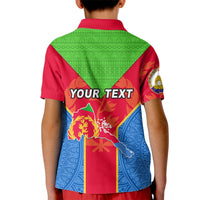 Custom Eritrea Kid Polo Shirt Eritrean Emblem Flag Mix African Pattern - Wonder Print Shop