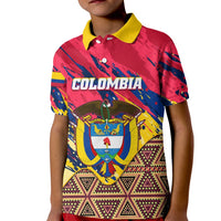 Personalised Colombia Kid Polo Shirt Colombian Tribal Seamless Patterns - Wonder Print Shop