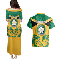 Jamaica Football Couples Matching Puletasi Dress and Hawaiian Shirt Reggae Girlz Lion Sporty Style - Wonder Print Shop