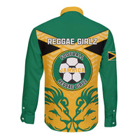 Jamaica Football Long Sleeve Button Shirt Reggae Girlz Lion Sporty Style - Wonder Print Shop
