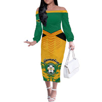 Jamaica Football Off The Shoulder Long Sleeve Dress Reggae Girlz Lion Sporty Style - Wonder Print Shop