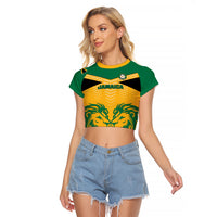 Jamaica Football Raglan Cropped T Shirt Reggae Girlz Lion Sporty Style - Wonder Print Shop