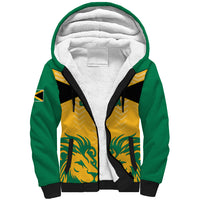 Jamaica Football Sherpa Hoodie Reggae Girlz Lion Sporty Style - Wonder Print Shop