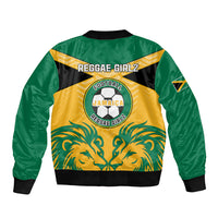 Jamaica Football Sleeve Zip Bomber Jacket Reggae Girlz Lion Sporty Style - Wonder Print Shop