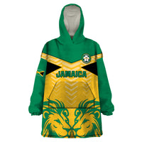Jamaica Football Wearable Blanket Hoodie Reggae Girlz Lion Sporty Style - Wonder Print Shop