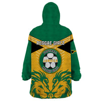 Jamaica Football Wearable Blanket Hoodie Reggae Girlz Lion Sporty Style - Wonder Print Shop