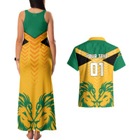 Personalised Jamaica Football Couples Matching Tank Maxi Dress And Hawaiian Shirt Reggae Girlz Lion Sporty Style - Wonder Print Shop