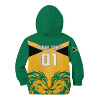 Personalised Jamaica Football Kid Hoodie Reggae Girlz Lion Sporty Style - Wonder Print Shop
