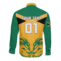 Personalised Jamaica Football Long Sleeve Button Shirt Reggae Girlz Lion Sporty Style - Wonder Print Shop