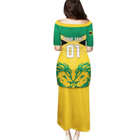 Personalised Jamaica Football Puletasi Reggae Girlz Lion Sporty Style - Wonder Print Shop